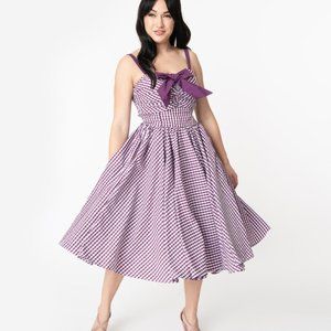 Unique Vintage 1950s Purple Gingham Golightly
